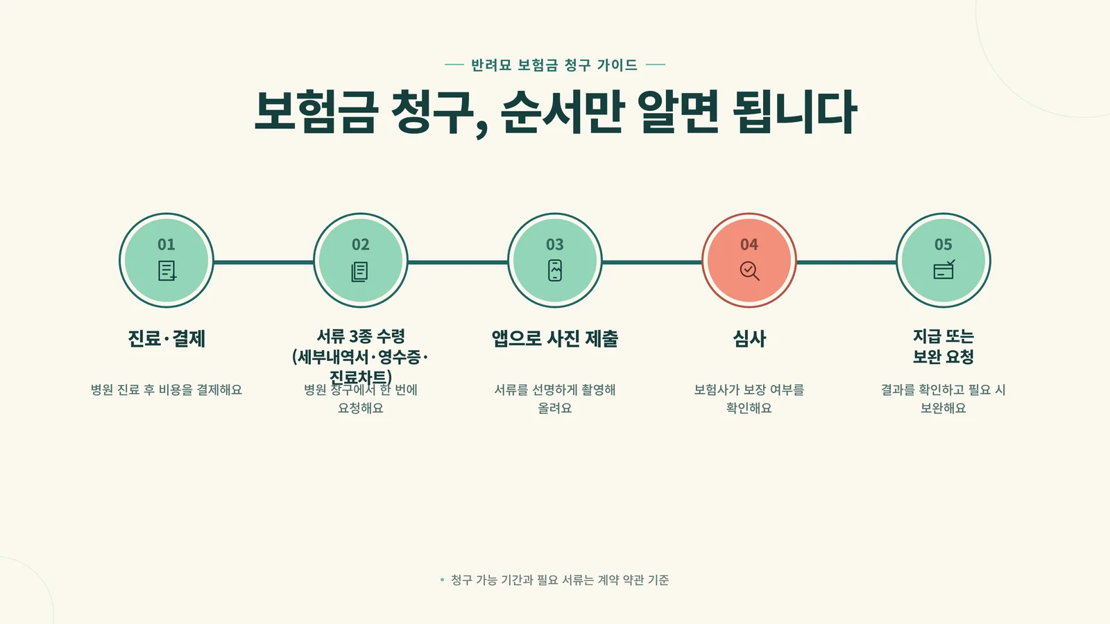 고양이 펫보험 보험금 청구 5단계 인포그래픽